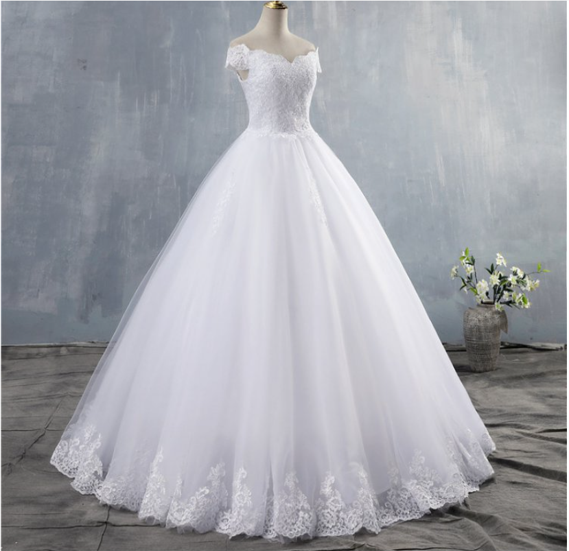 Off Shoulder Sweetheart Lace Appliques A-Line Wedding Dresses Bridal Gowns